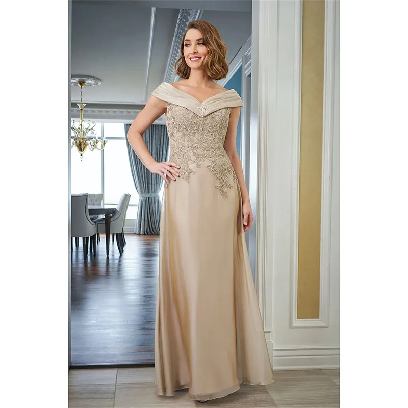 Elegante Moeder Van De Bruid Jurk A-Line Off Shoulder Kant Appliqueert Avondjurken Op Maat Gemaakte Floor Length Trouwjurk