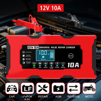 12V 10A Smart Battery Charging 14.6V 10A Iron Lithium Charger Car Battery Charger Digital LCD Display EU/US Plug Pulse Repair