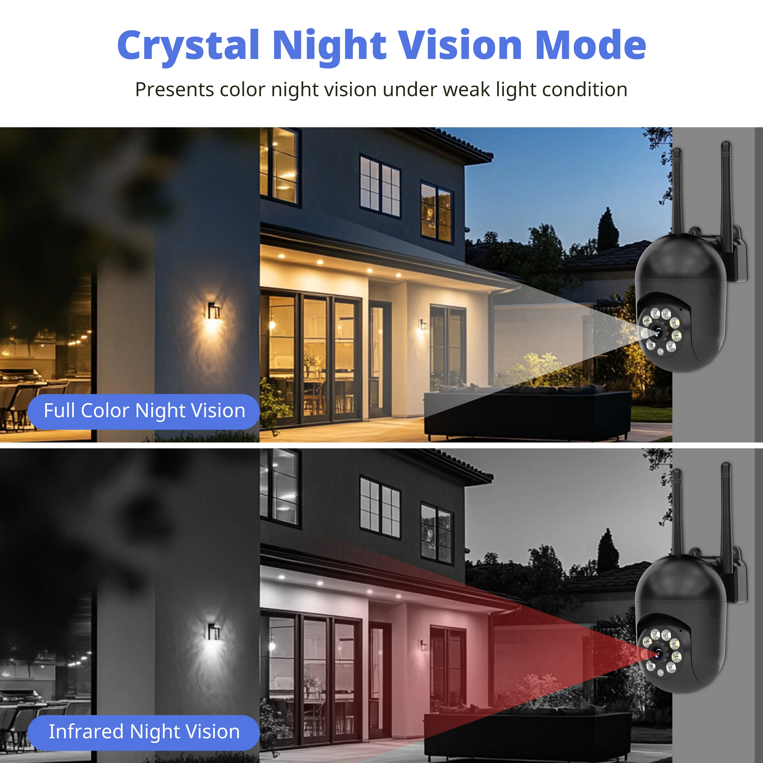 Ease Life APP 5G 3PCS Upgraded Version Surveillance Camera Color Night Vision Motion Tracking Indoor Outdoor Security Y108-Black