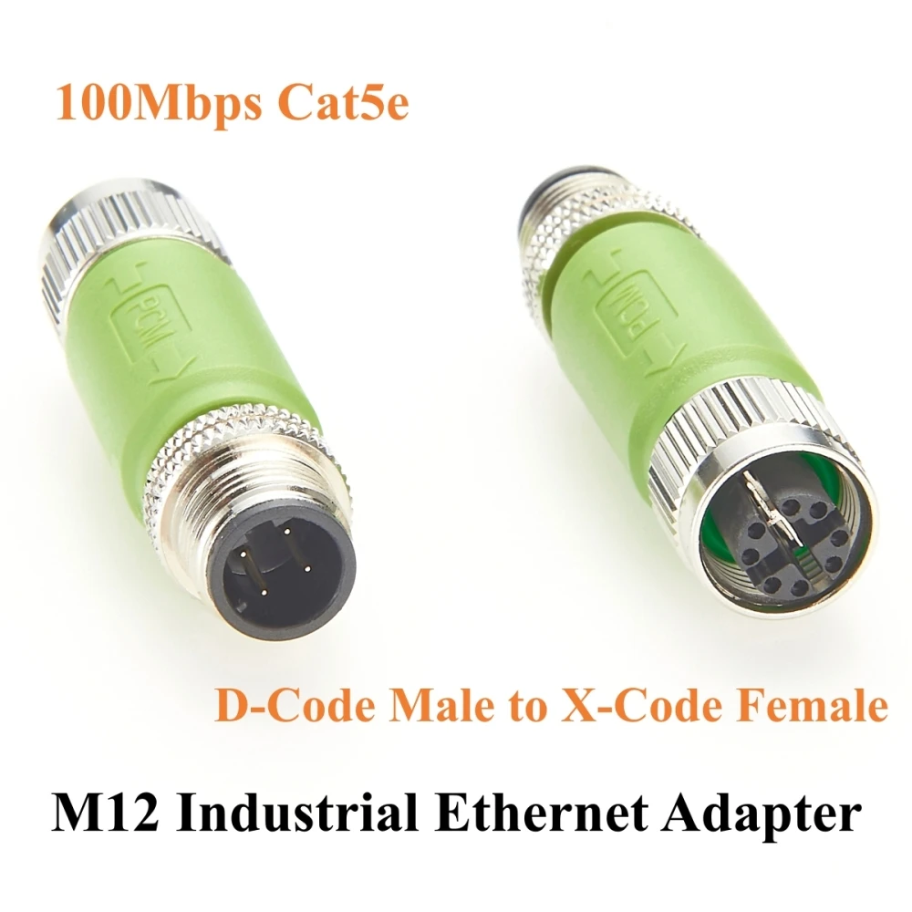 

Profinet M12 D-Code Male to X-Code Female Industrial Ethernet Inline Adapter Cat5e Shielded Connector Compatible 6GK1901-0DE10-6