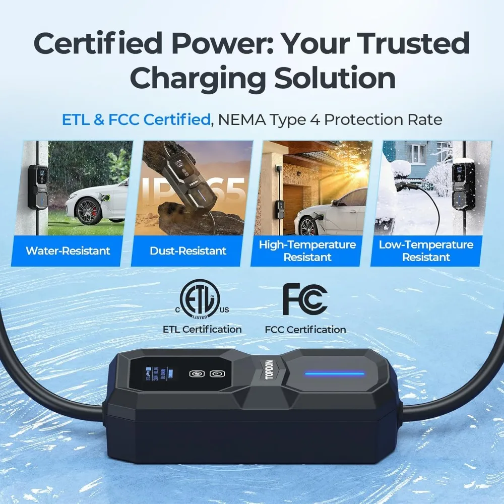 TOPDON-cargador EV Nivel 2, 32Amp, 240V, carga portátil para vehículo eléctrico