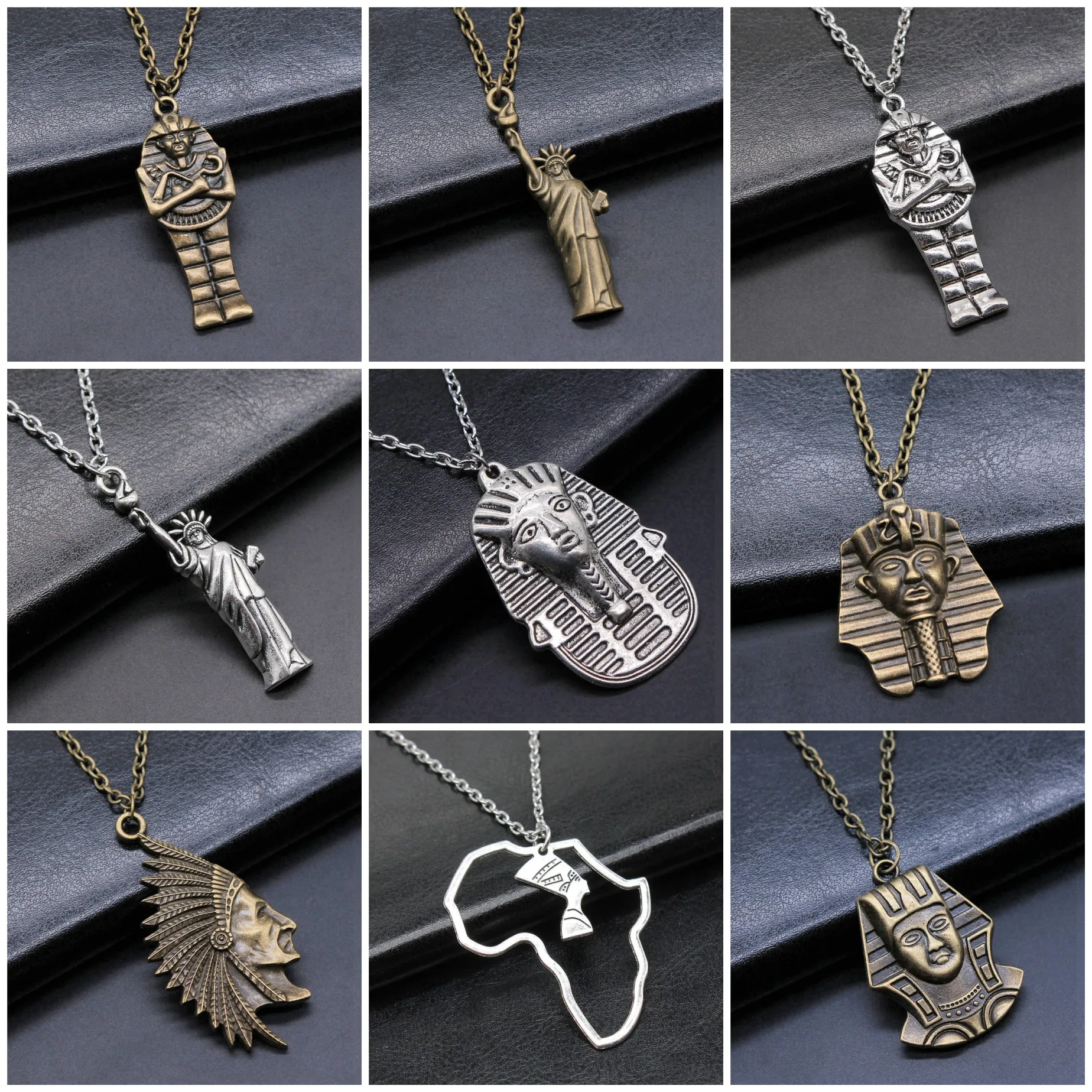 Boho Pharaoh Chief Egyptian Vintage Symbol Necklaces 45cm 70cm Chain Pendant Necklace For Women Vintage Jewelry Gift