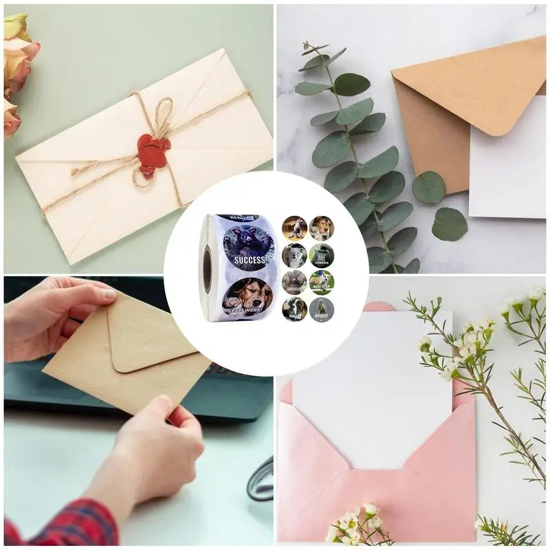 子供のためのインスピレーションステッカー、漫画の動物の確認ステッカー、教室のステッカー、楽しい、流行、1インチ、500個/ロール