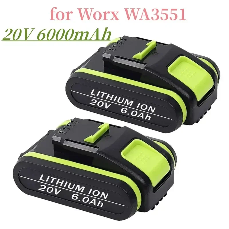 

100% New 20V 6000mAh Power Tools Rechargeable Replacement Battery Lithium for Worx WA3551 WA3553 WX390 WX176 WX178 WX386 WX678