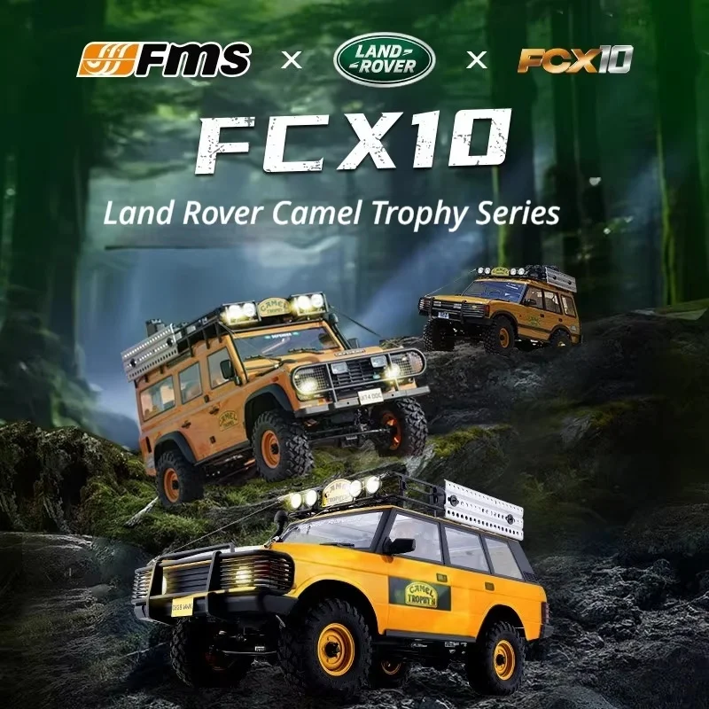 FMS 1:10 FCX10 Land Rover Camel Trophy Edition RS Rc Car Climbing Off-Road Vehicle Brushed 550 Motor 4WD Truck Model Gifts Toys