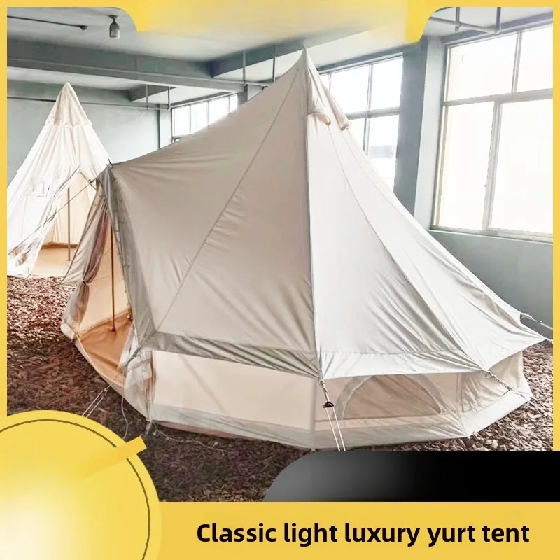Outdoor light luxury camp tent, no mid-pole pyramid picnic hotel cotton yurt rainproof shade tent