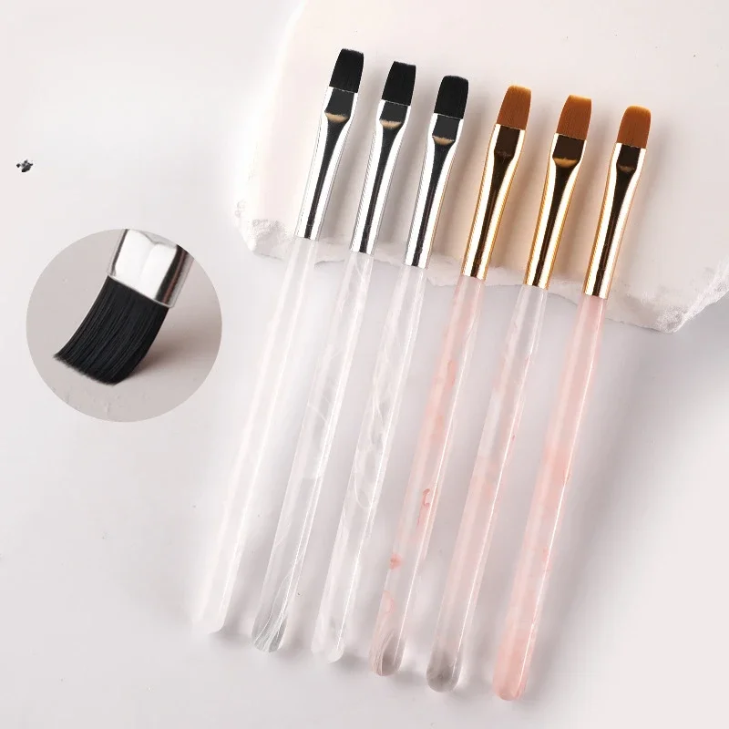 Pink White Simple Acylic Nail Brush Set Brush Pen Acrylic Handle Carving Powder Gel Liquid Salon Liner Brushes with Cap