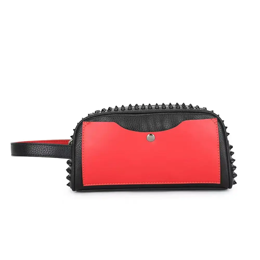 2025 Full Rivet Stylish Clutch Wristlet Purse Bag Black Red Patchwork Hand For Men*Women