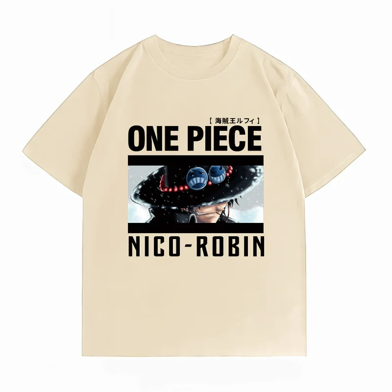 Men's Clothing New 100% Cotton Breathable Summer T-Shirt Bandai One Piece Nico Robin Print Casual Streetwear Men's T-Shirt