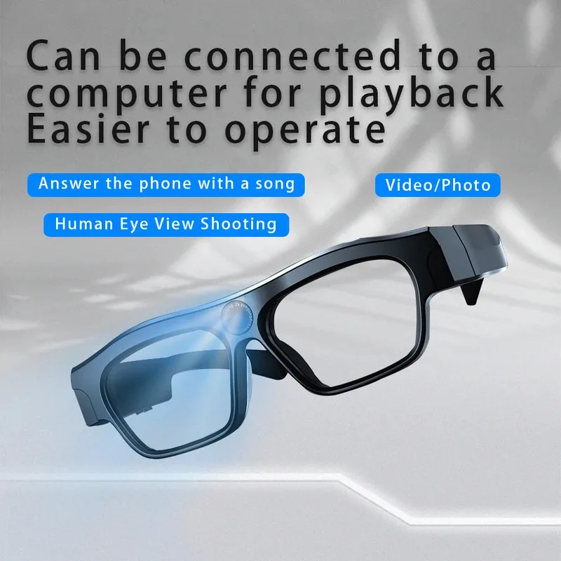 4K Bluetooth HD Video Glasses Camera Driving Record Cycling Mini Smart Glasses Wireless Music Call Glasses