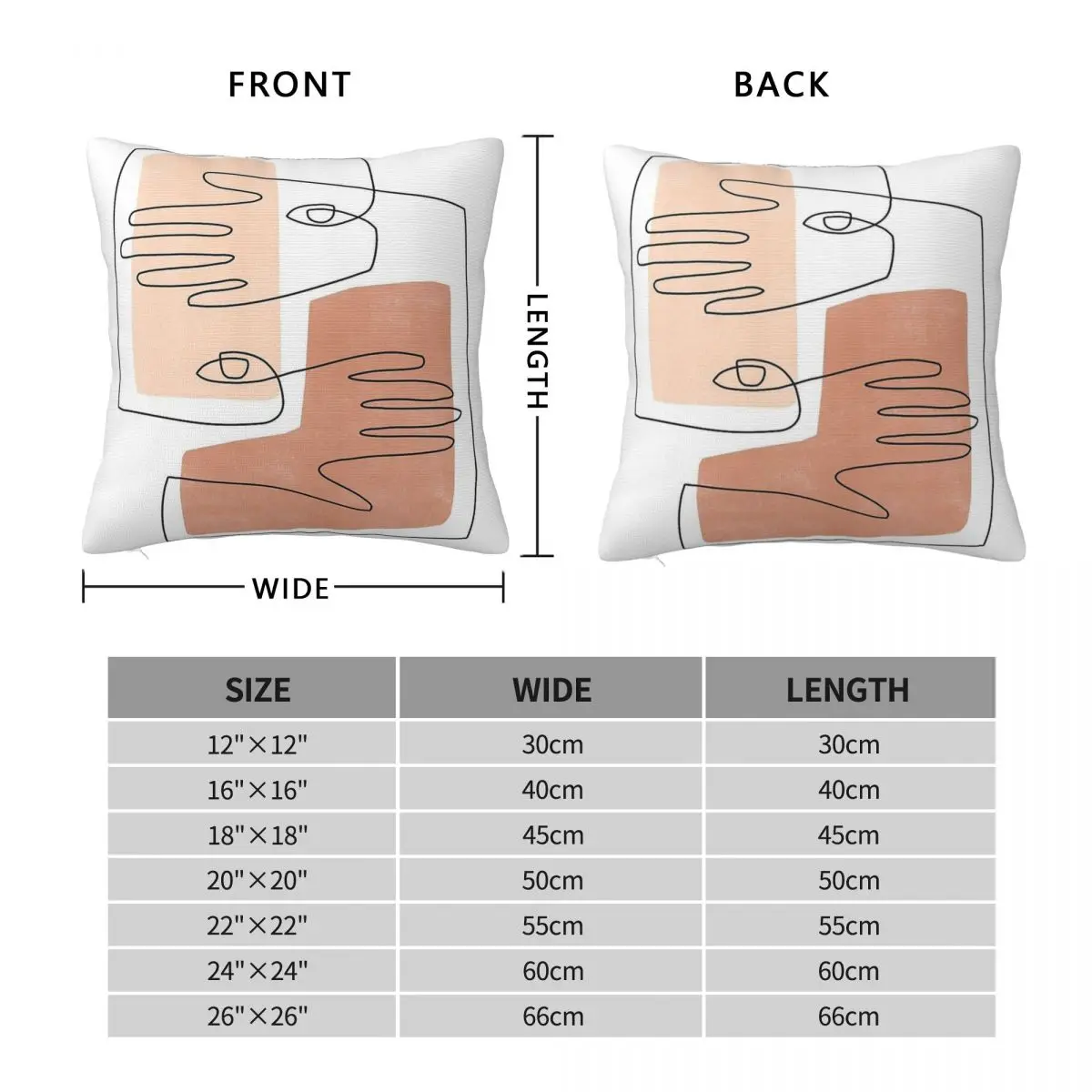 Abstract Face And Hands Line Square Pillowcase Polyester Linen Velvet Printed Zip Decor Home Cushion Cover Wholesale