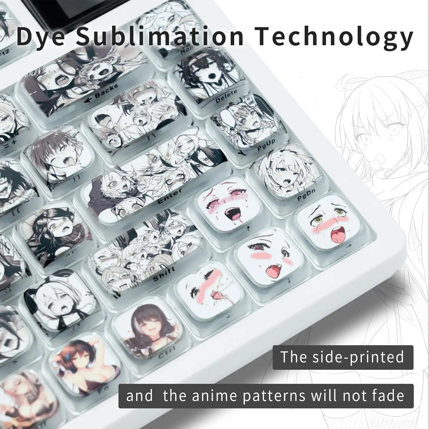 XVX 118 Keycaps Low profile keycaps Clear Shine Through Side Print Pudding Keycap Switches key caps anime Keycaps Costume