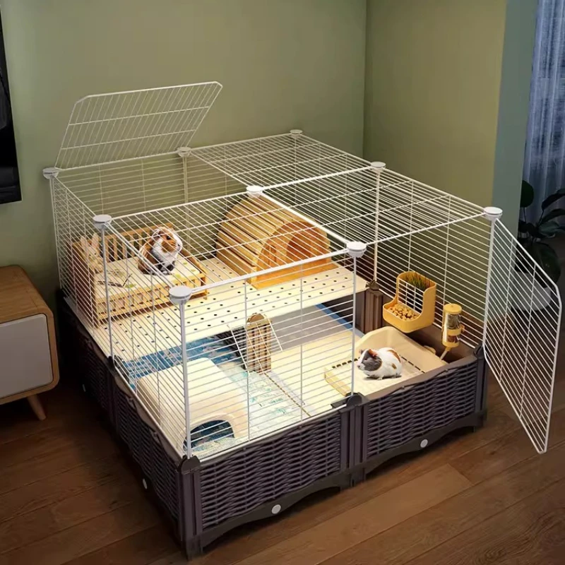 

Клетка-особняк для морских свинок с туалетом, двухуровневая, с закрытой платформой, просторное ландшафтное жилище, большой дом для грызунов