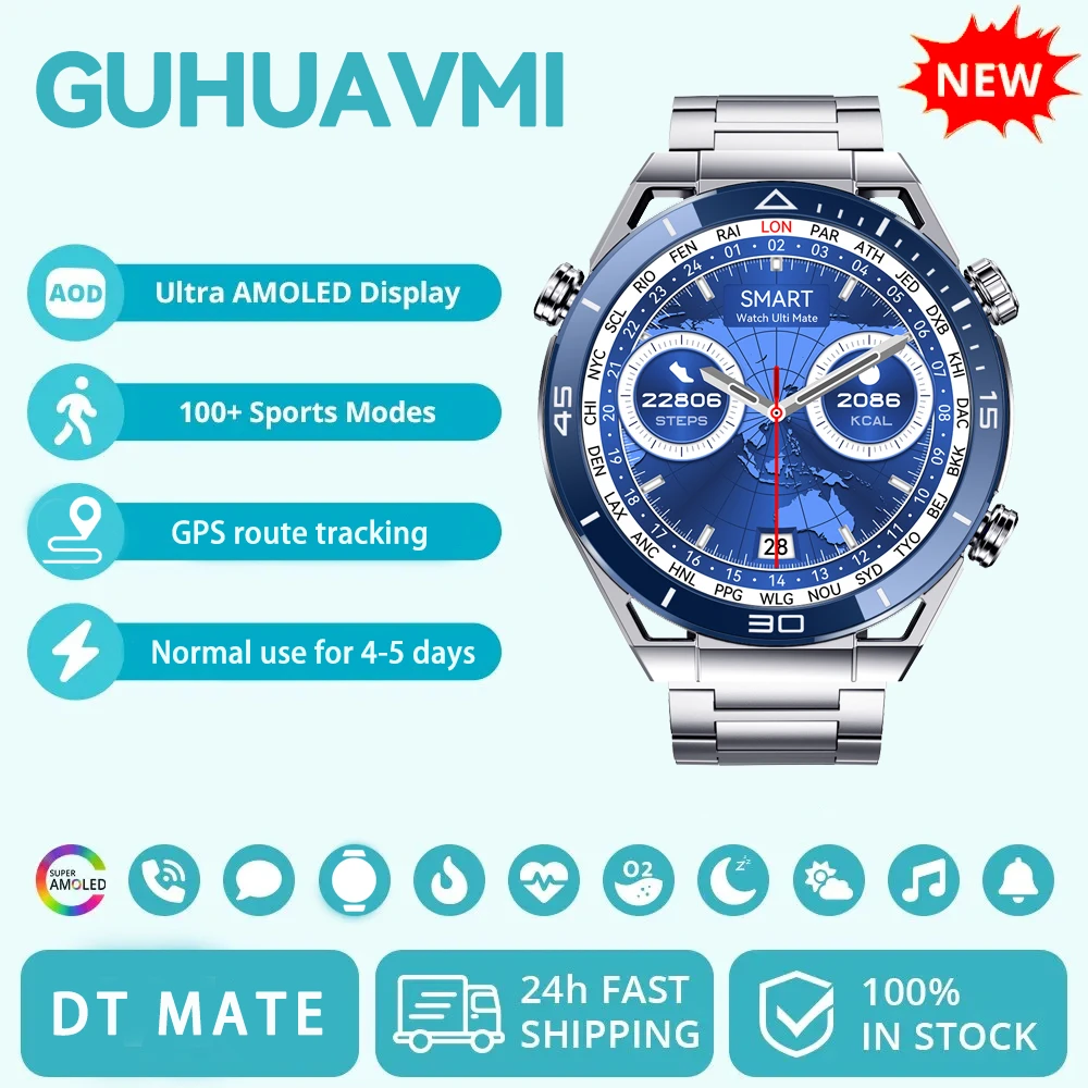 2024 Ulitmate Design Smartwatch Three Buttons Men Women NFC ECG+PPG Bluetooth Call Smart Island GPS Trackers Compass Sport Watch