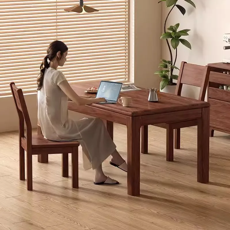 طاولة طعام قابلة للتخصيص ومجموعة كرسي طاولة طعام منزلية على الطراز الصيني مستطيلة وحديثة وبسيطة بطول 1.38 مترًا