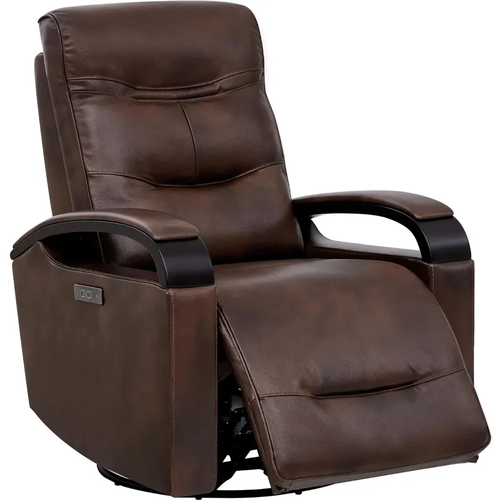 

Genuine Leather Power Swivel Glider Rocker Recliner, Recliner Chair Sofa for Living Room and Nursery, Adjustable Power Headrest.