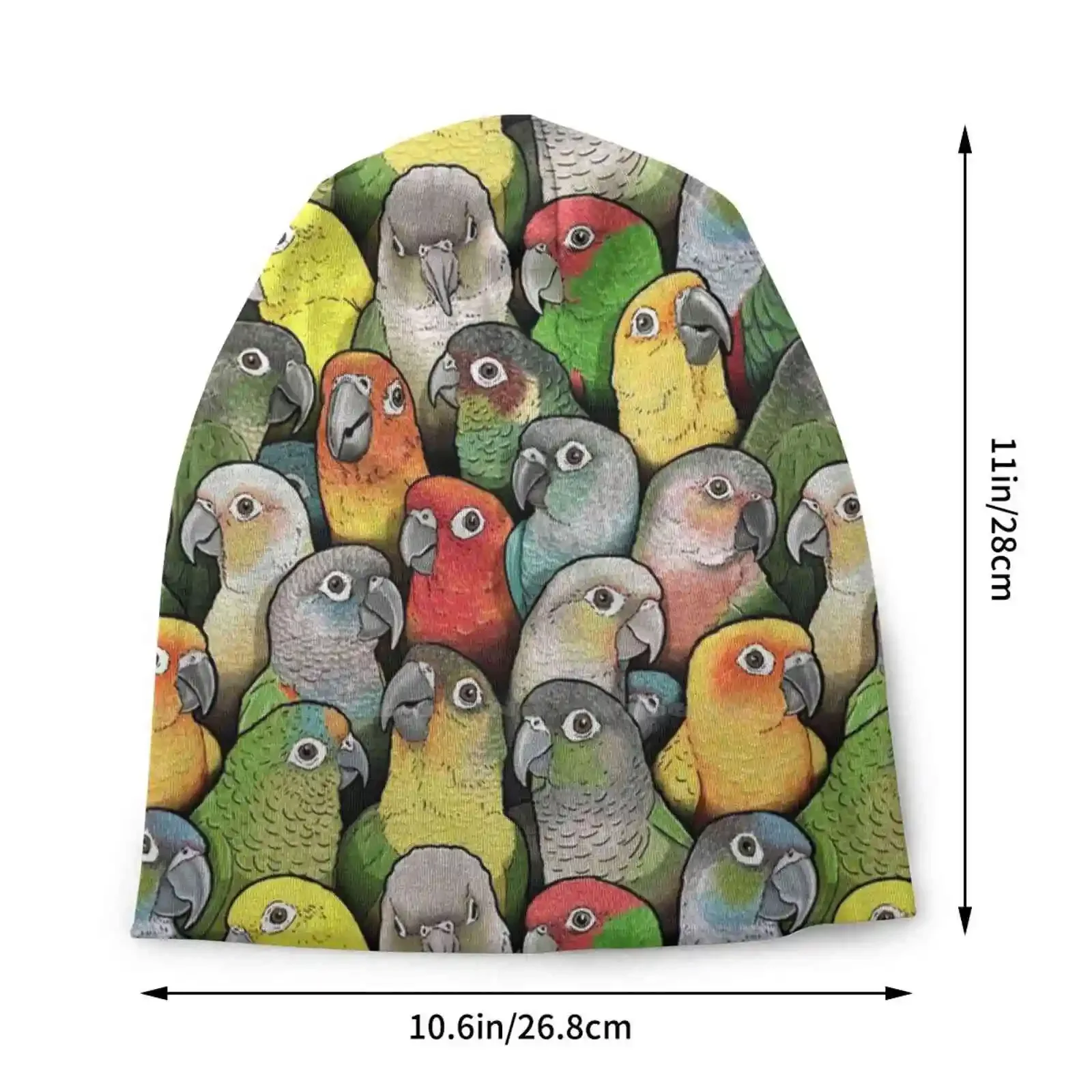 Colour Of Conures Knitted Hat Warm Beanie Outdoor Caps Parakeet Bird Colourful Pattern Parrot Scarlet Conure Crimson Conure