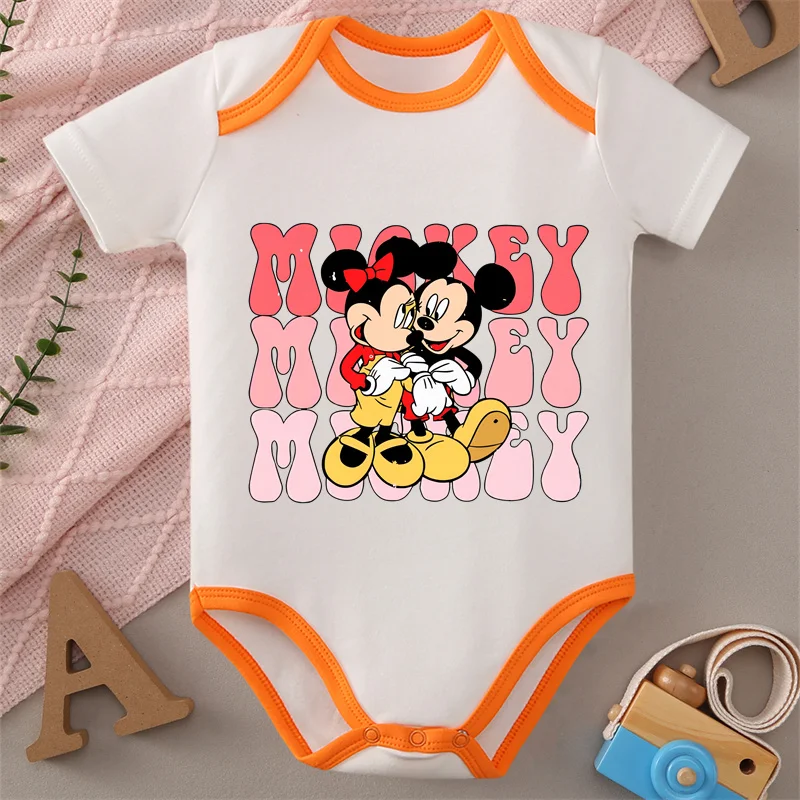 

MINISO Mickey Cute Print Pure Cotton Soft Baby Jumpsuit Best Gift for My Honey Baby Onesie Bodysuit for 0 To 12 Months Newborn