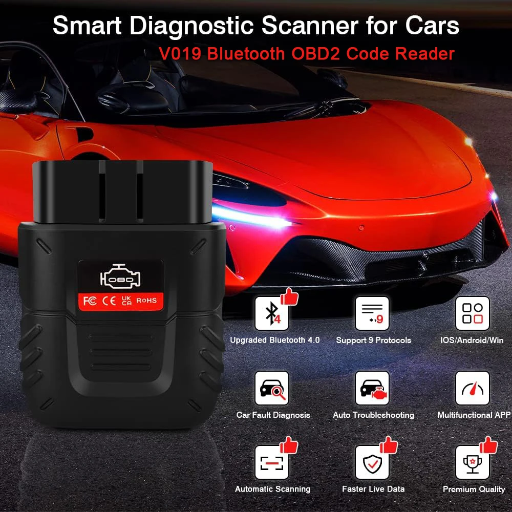 NEW V019 Code Reader Diagnostic Tool Bluetooth 4.0 Super Mini OBD2 Auto Clear Fault Code Scanner