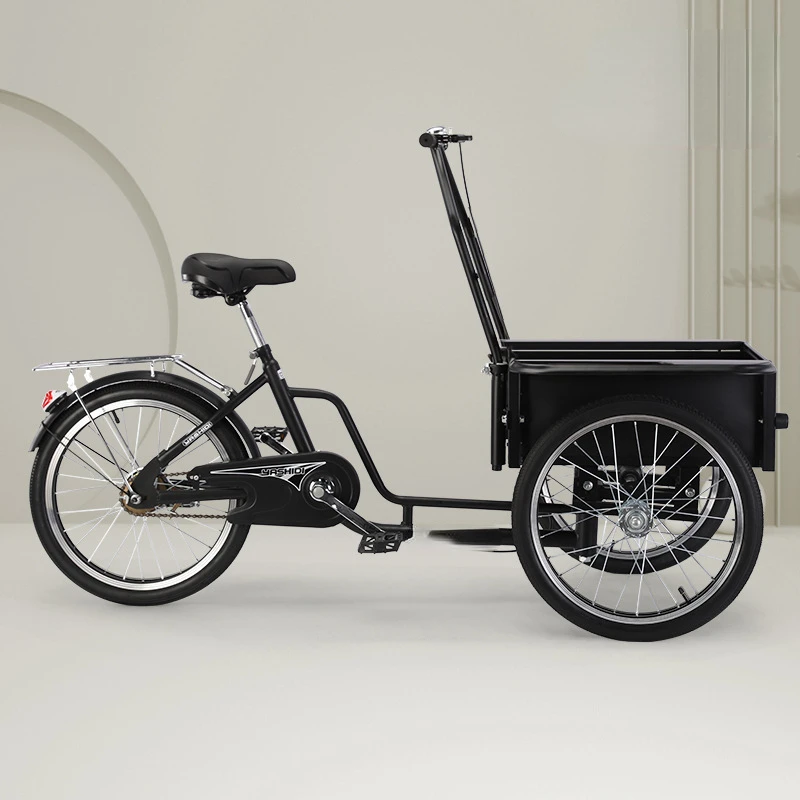 Bicycle cross-border new upside-down donkey double tricycle, elderly walking small manpower to pick up and drop off children