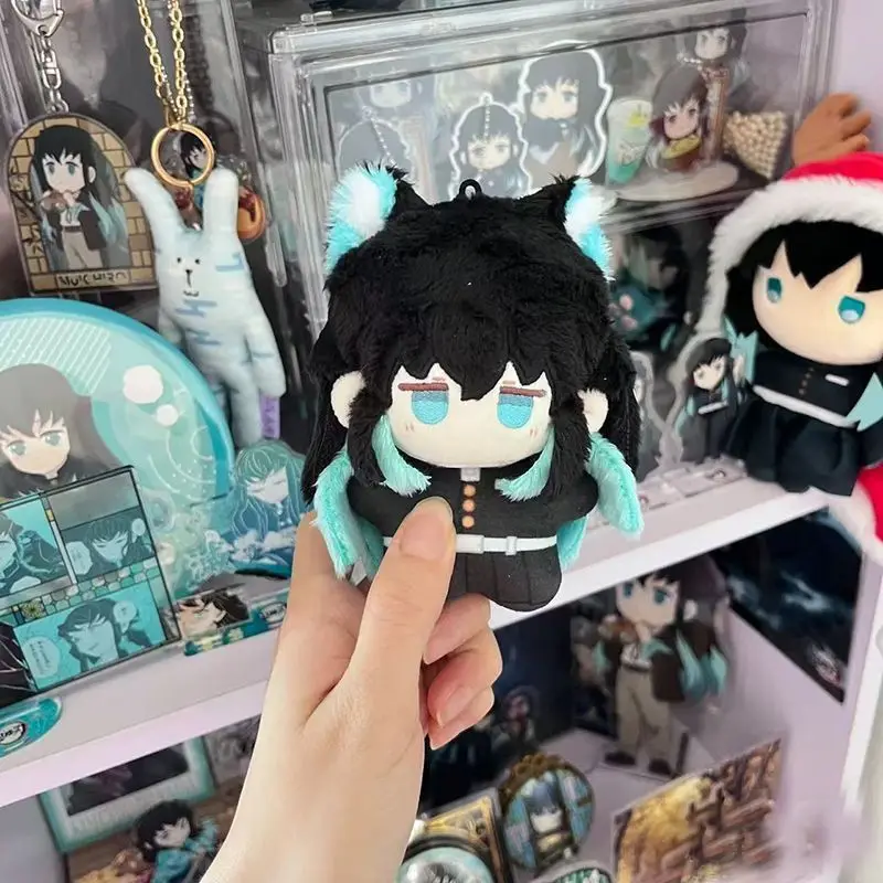 10cm Anime Demon Slayer Tokitou Muichirou Q versión kawaii muñeca de algodón mochila colgante decoración juguetes decoración de escritorio regalos