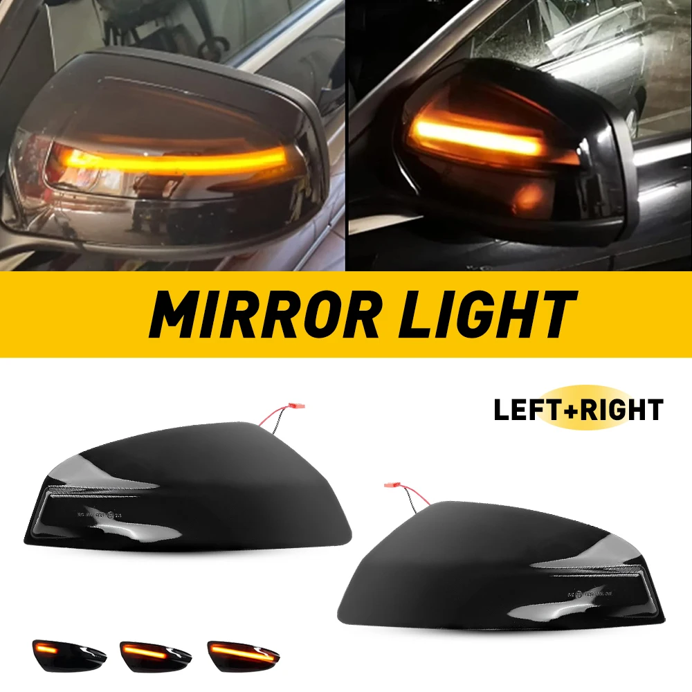 

2Pcs Car Sequential Amber Mirror Light Lamp Smoked Cover For Mercedes Benz Viano W639 2010/07-2014 Facelift C-Class Saloon W204