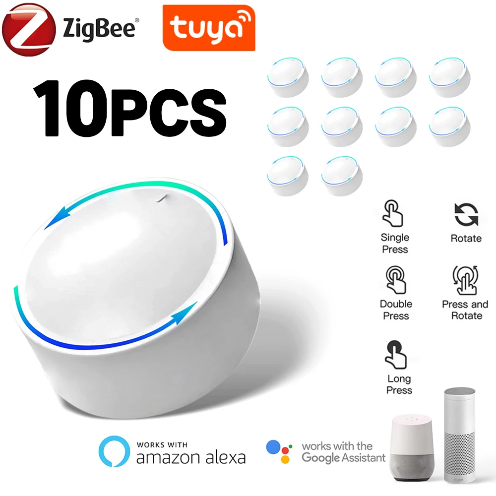 

Умная ручка Tuya ZigBee, 10 шт., беспроводная кнопка сцены, вращающийся диммер, бытовая техника, автоматический пульт дистанционного управления