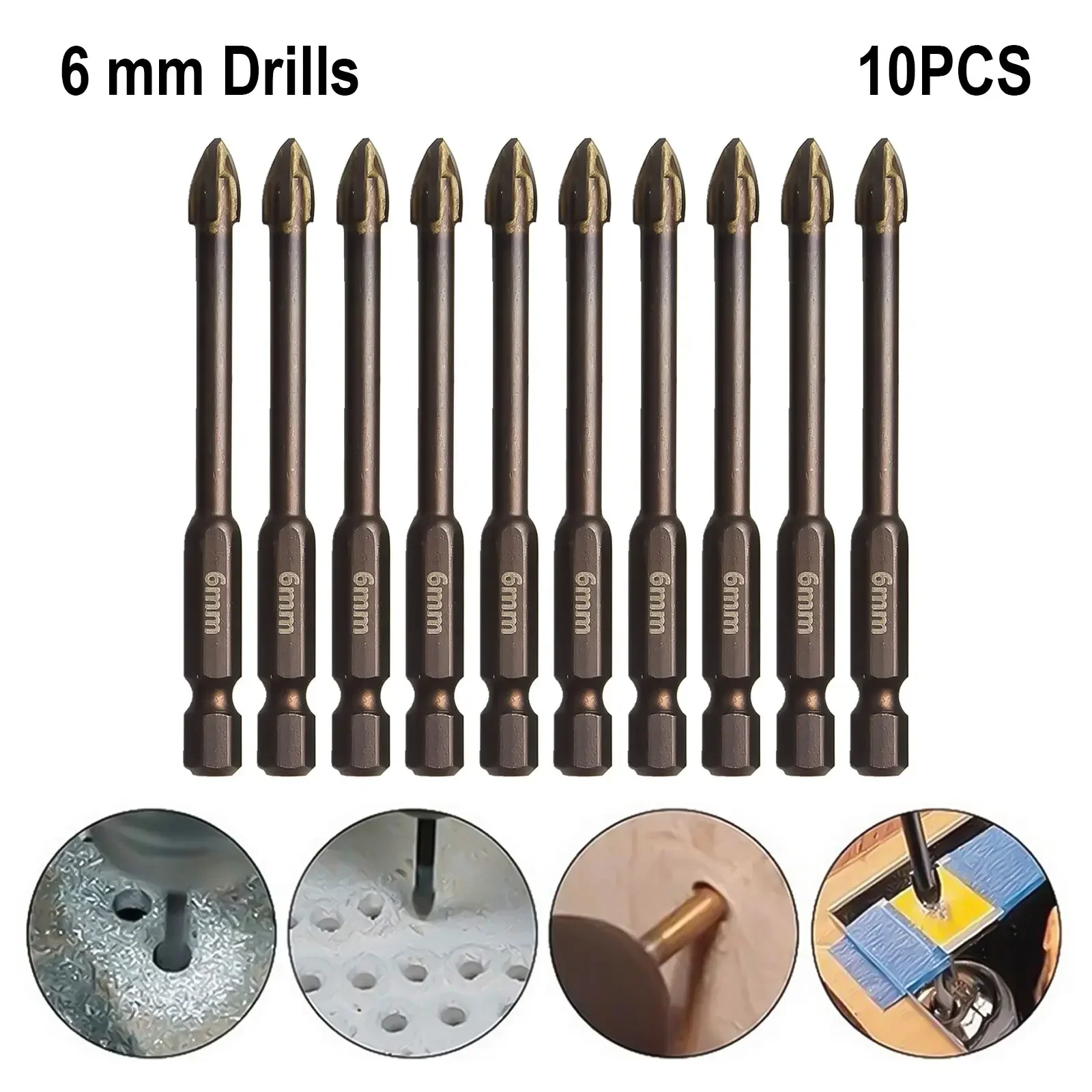 

Tool Drill Bits Full-grinding Glass Spear Head Tile Porcelain Tungsten Carbide 10x 6mm 6mm Accessories Brand New