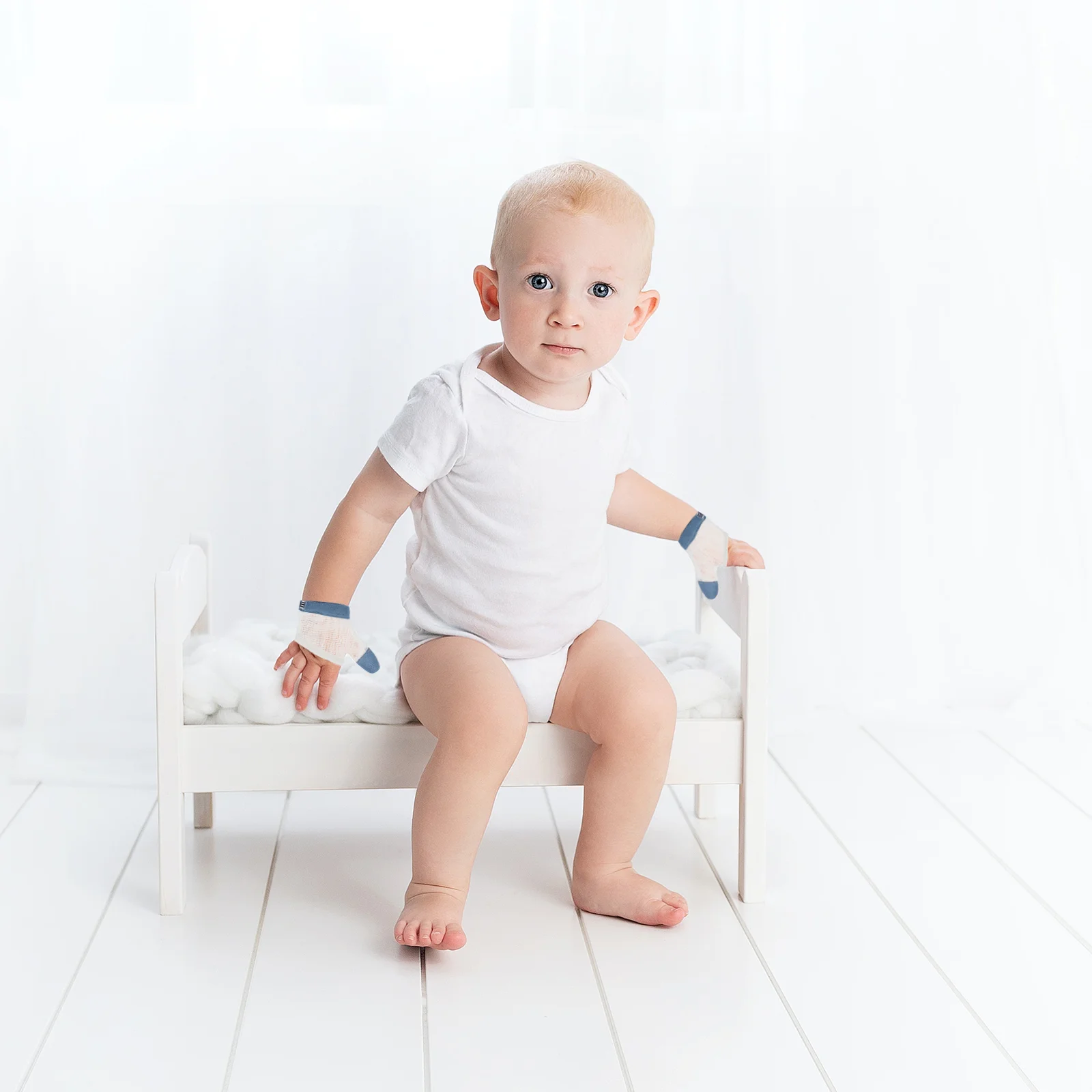 2 Paar Anti-Essen-Handschuhe, wiederverwendbar, Baby-Daumenschutz, Hand, atmungsaktives Nylon, Saugschutz, Nagelbeißbehandlung für Kinder