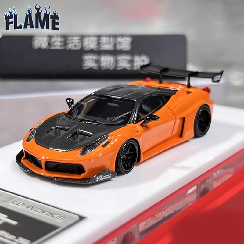 New In Stock Flame 1:64 458 Gt Lb Wide-Body Static Collection Limited Edition Resin Miniature Car Model Custom Toy Gift Ornament