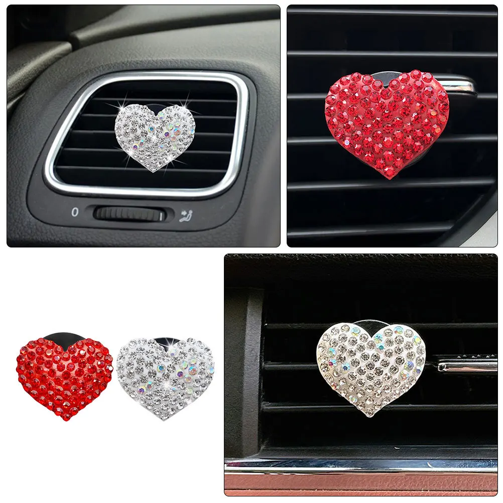 

4Pcs Car Air Freshener Heart-Shaped Vent Clips Rhinestone Car Aroma Diffuser Stylish Air Conditioning Decoration