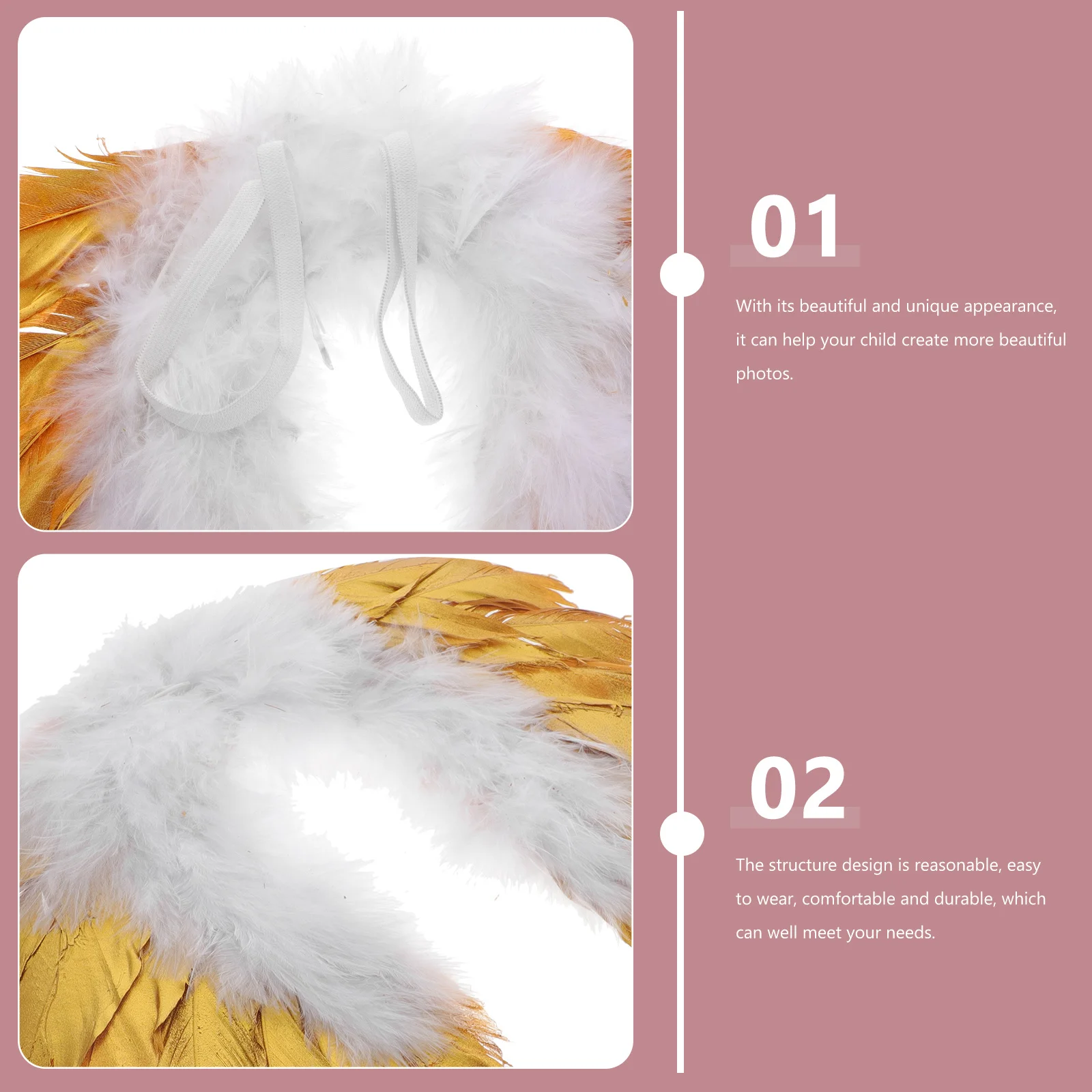 

1Set Golden Leaves Headband Kids Photography Costume Props Festival Party Photo Accessories Angels Wings