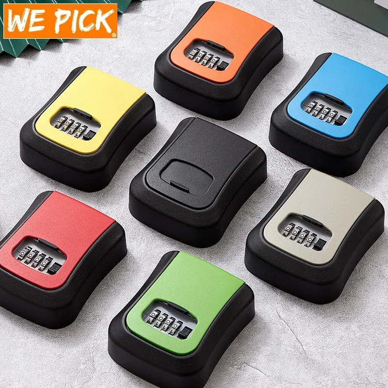 WEPICK 1PC Wall Mounted Engineering Plastic Key Lock Box Safe Box Weatherproof 4 Digit Password Key Storage Box Indoor Outdoor