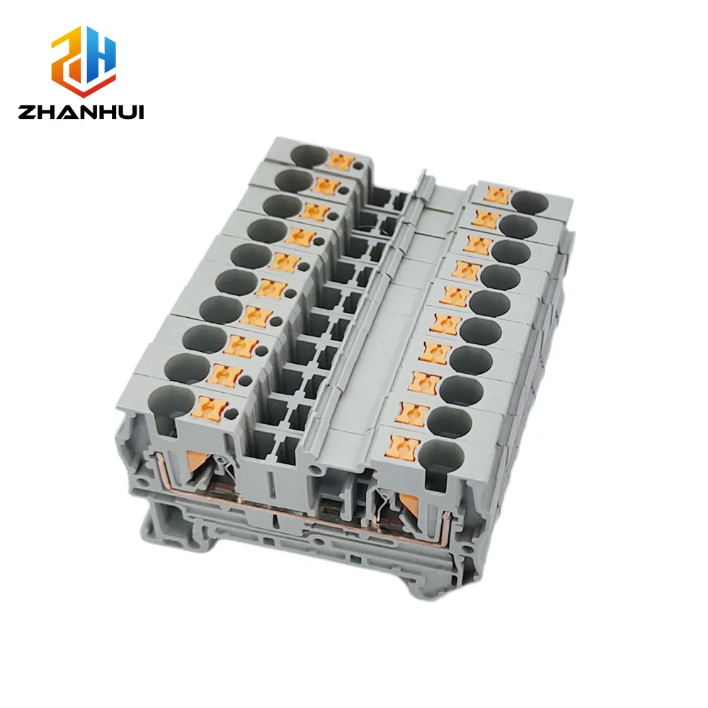 5Pcs PT4 Push-in DIN Rail Terminal Blocks, Screwless Spring Connector, 4mm² Electrical Wiring Terminals