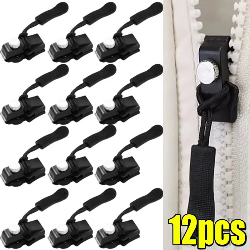 

12/6Pcs Universal Zipper Repair Kit Quick Instant Detachable Zipper Head Replacement Zipper Slider Pull For Jacket Bag Coat