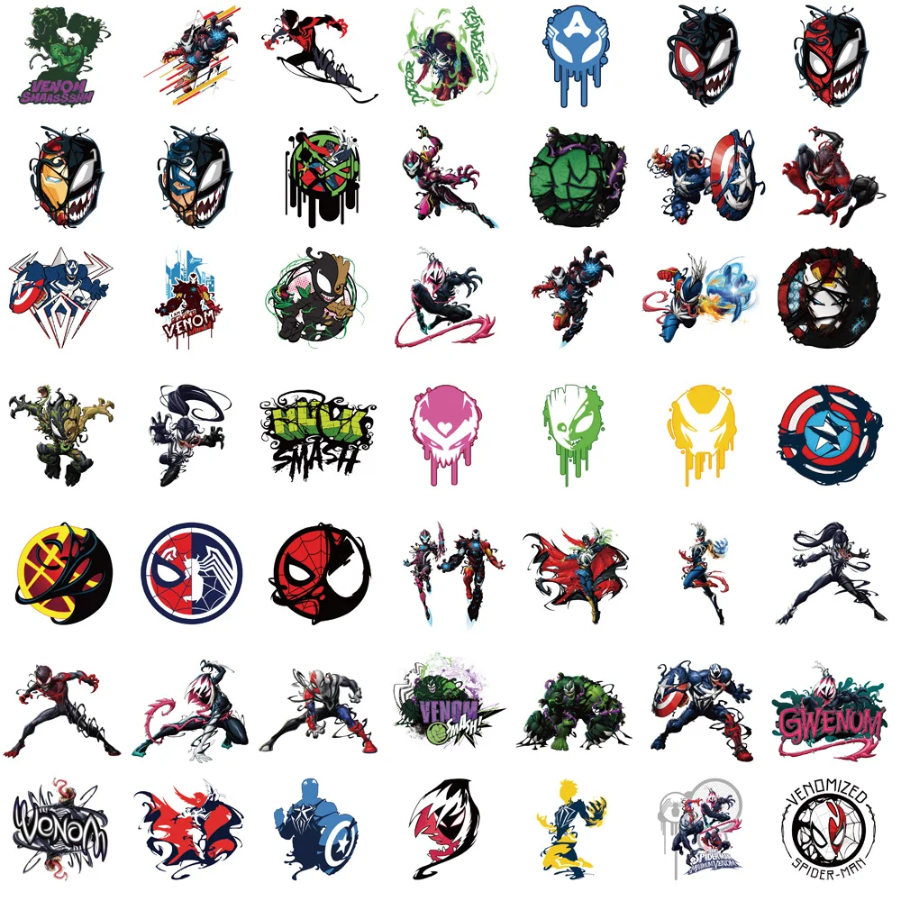 50PCS Reunion Venom Stickers Nostalgia Waterproof Luggage Phone PVC Coffee Motorcycle Skateboard Computer Laptop Decals