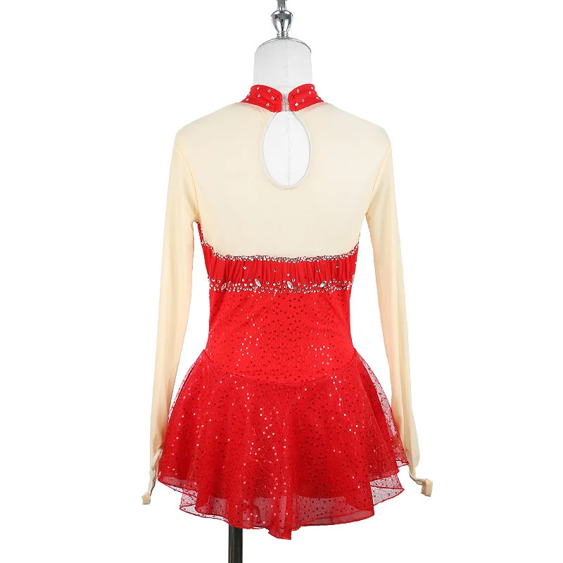 ZAGITOVA-Robe de Patinage Artistique Rouge pour Femme et Fille, Justaucorps de Performance de Ballet, AqCompetition