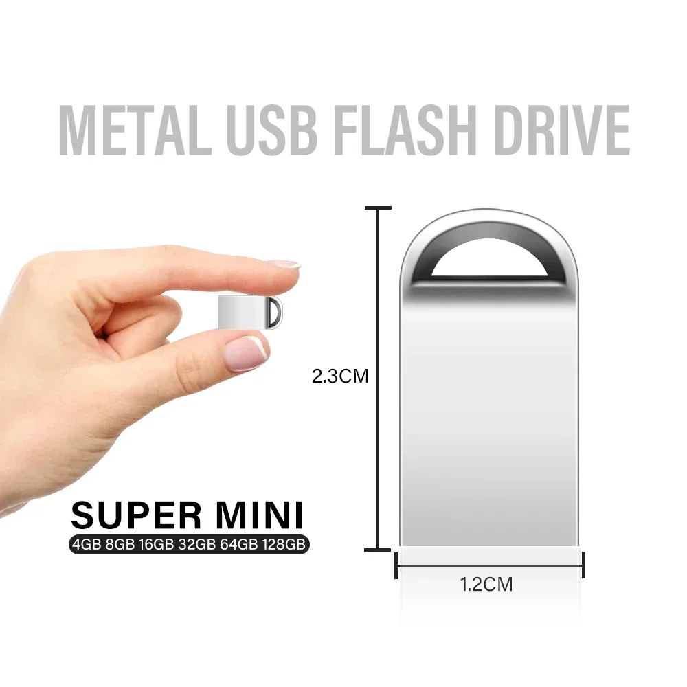 10 PCS LOT USB Flash Drive 128GB Free Key Chain Memory Stick 64GB Super Mini Metal Pen Drive 32GB Black U Disk Silver Pendrive