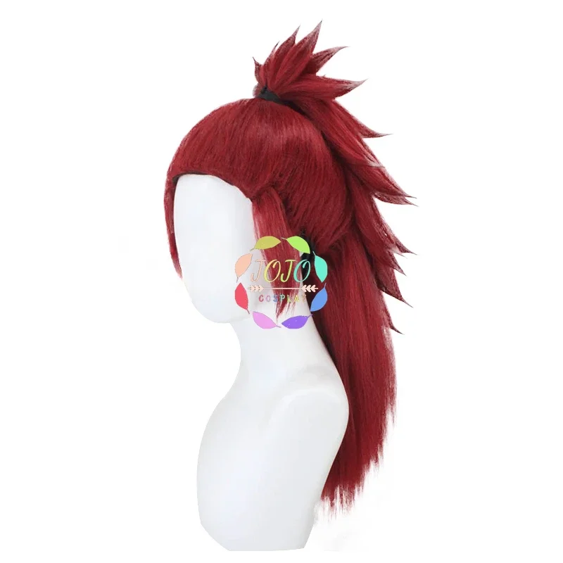 Anime Bleach Renji Abarai Cosplay Wig Red Heat Resistant Synthetic Hair with Ponytail Party Play Halloween Costume Wigs