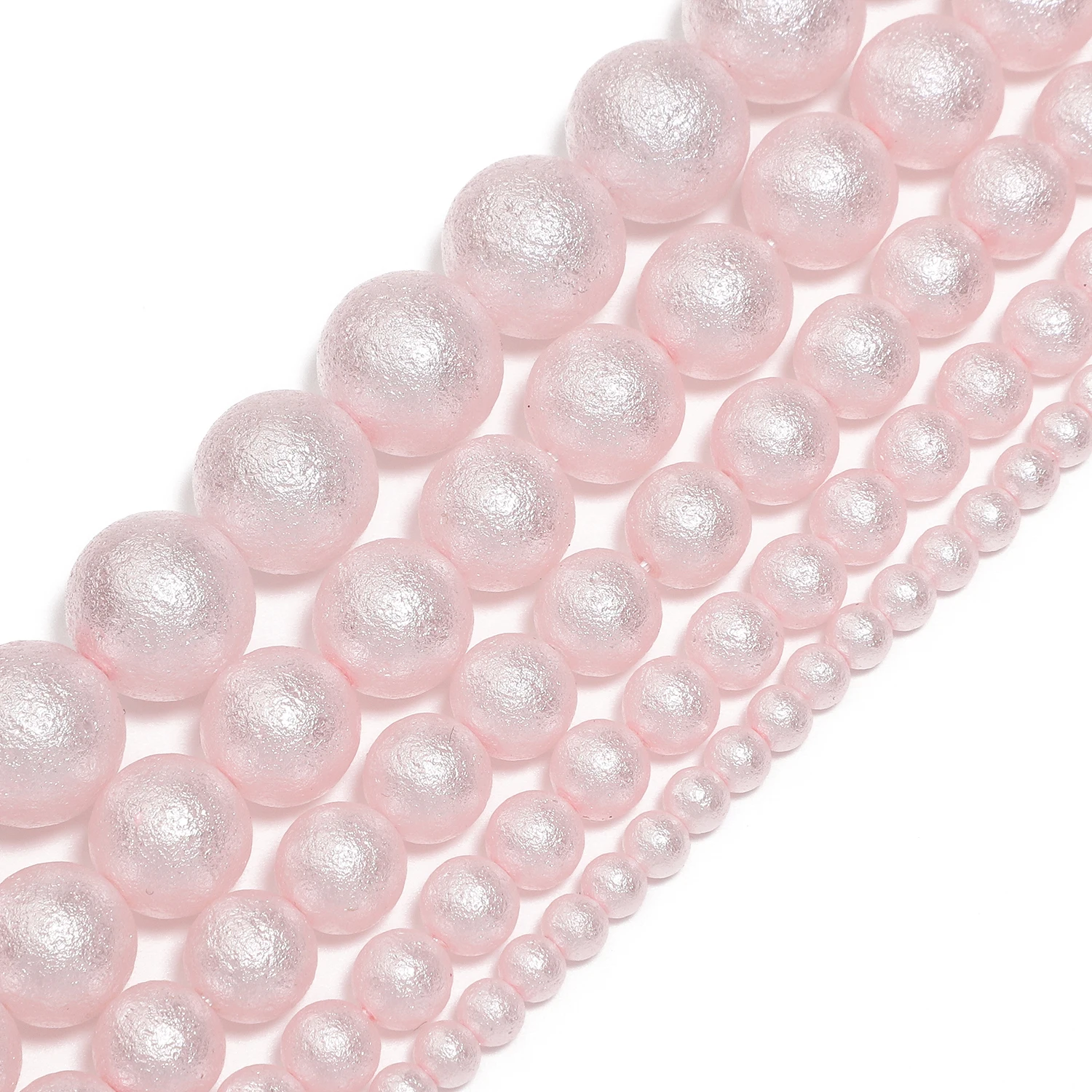 Pink Round Wrinkle Imitation Pearls Loose Glass Beads Garment Handmade DIY For Jewelry Making Wedding Birthday Bracelet