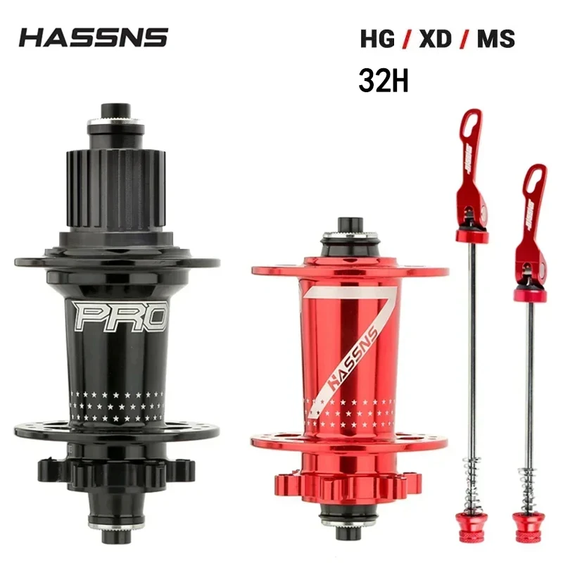 HASSNS PRO7 Bicycle Hub 32H J-Bend Spokes 135x10mm 142x12mm 12x148mm HG/XD/MS 4Pcs Sealed Bearing for Mountain Bike Freehub