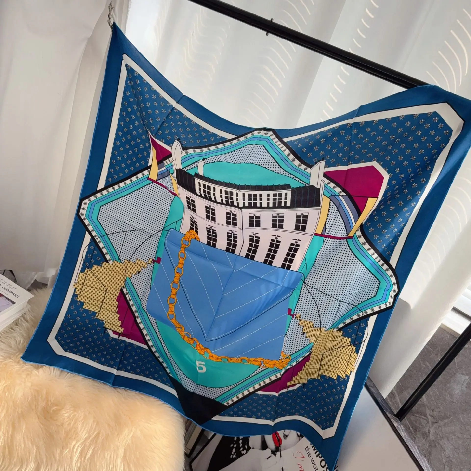 

Luxury Silk Scarf Square Hair Bandanas Hand Rolled Edges Scarfs Women Clothing Bag Accessories Christmas Gift