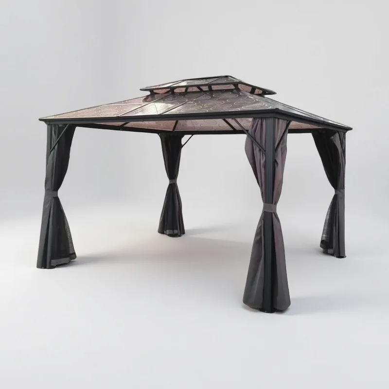 

3 × 4 м двойной верхний навес от солнца, алюминиевый железный тент, сад, терраса, двор, навес для отдыха, навес для отдыха