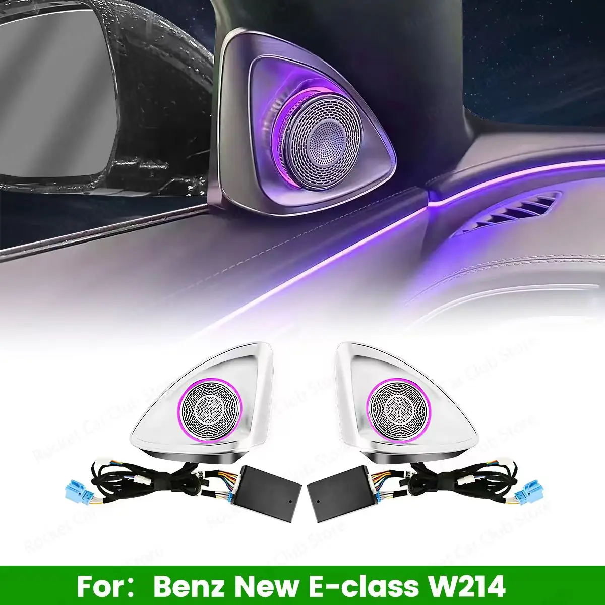 

Новый светодиодный 64-цветный 4D вращающийся твитер-динамик для Mercedes Benz W214 E Class автомобиля RGB Ambient Light Treble Horn Refit Accessory