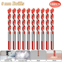5-12pcs 6mm Multifunction Drill Bits Ceramic Wall Glass Punching Hole Working Hand Tool Triangular Twist Drill Bit Carbide Dril