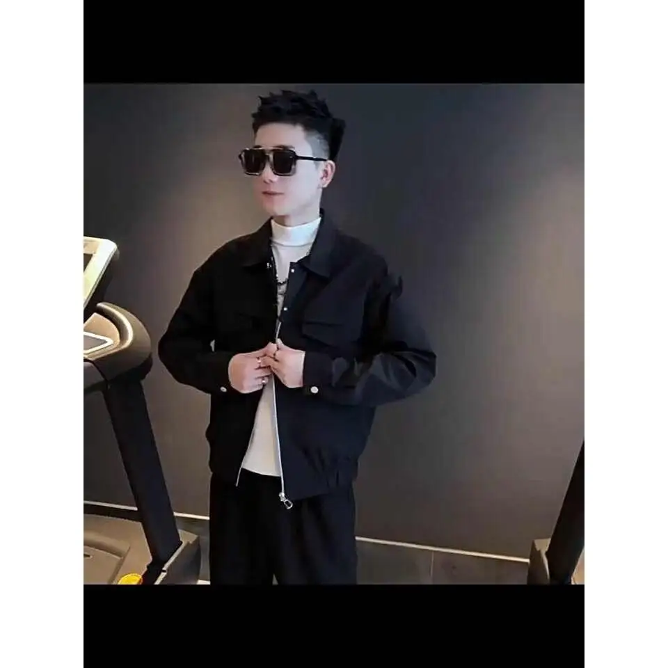 

Весна-осень 2023, мужская модная куртка с воротником-стойкой, двойная модная рабочая одежда, верхняя одежда, подставка из полиэстера