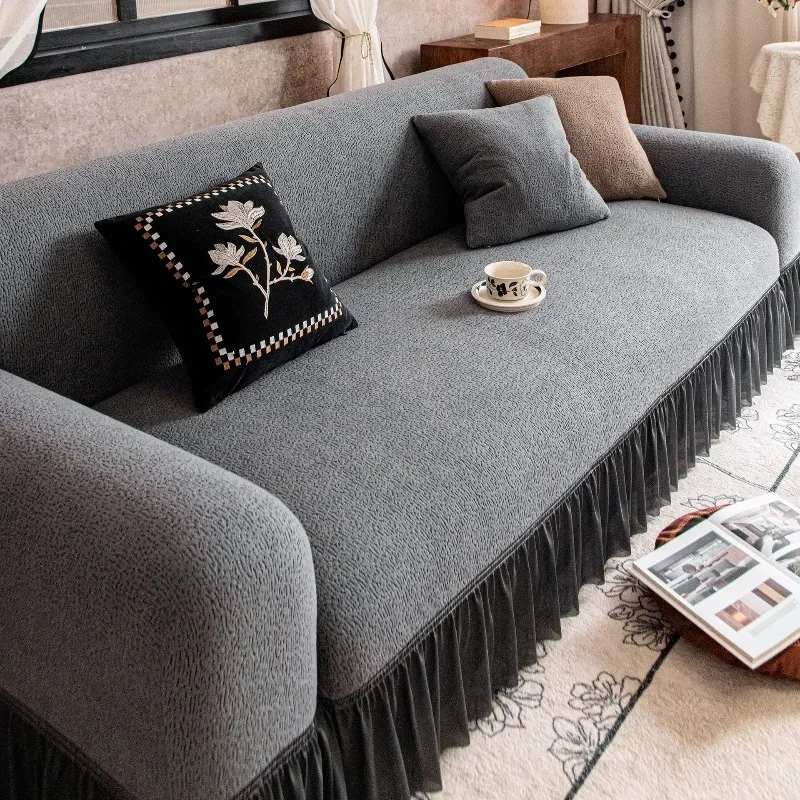 Elasticity All Inclusive Sofa Cover Dustproof Protect with Skirt Edge Sofa Towel Soft Comfortable Home Decor Couch Slipcover