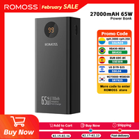 ROMOSS PEA27S PRO Powerful Power Bank 65W PD30W Fast Charging 27000mAh External Battery For Xiaomi 14 Xiaomi  iphone 15 Laptop