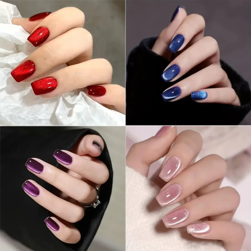 24pcs Short Square Ballet Fake - Nail Art Cat Eye Pink review and price