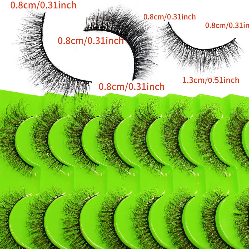 新しい 6D まつげメイクアップまつげ 10 組、柔らかくふわふわのまつげ、手動で再利用できるつけまつげ、ショート ナチュラ